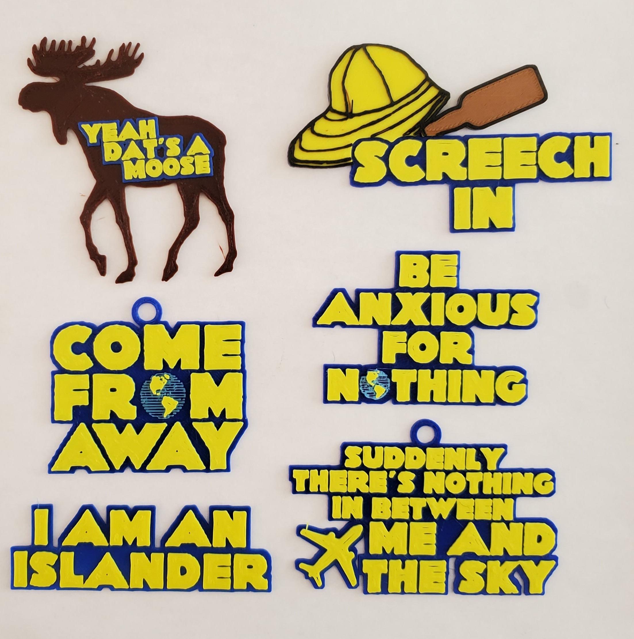 Come From Away Broadway Musical Themed Ornaments, Magnets, Keychains and Bookmarks