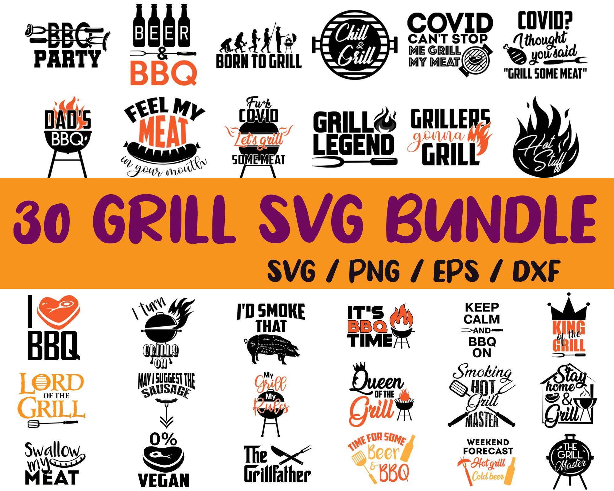 BBQ SVG bundle Grill SVG Design Cut Files For Decal Etsy