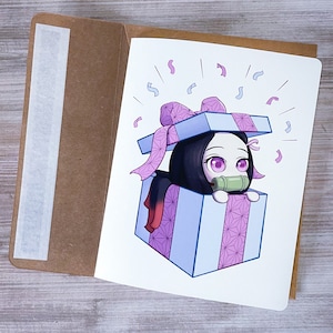Demon Girl Gift Box Small Greeting Card