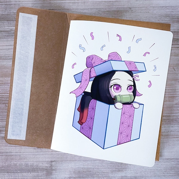 Demon Girl Gift Box Small Greeting Card Anime Birthday Card