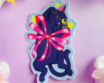 Lunar Cat Matte Vinyl  Sticker