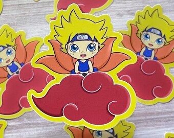 Anime Fox Boy Riding Nimbus Cloud Matte Sticker