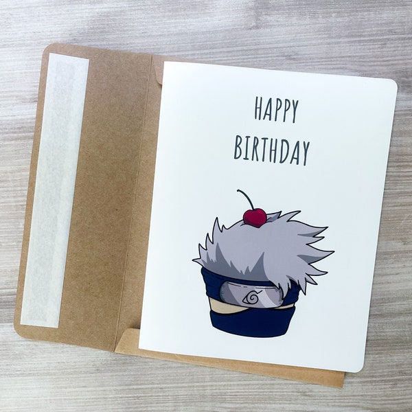 Anime Cupcake Happy Birthday Card Small Greeting Card