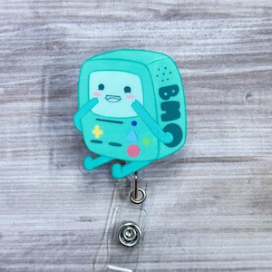 Video Game Robot Acrylic Badge Reel Cute Work ID Clip