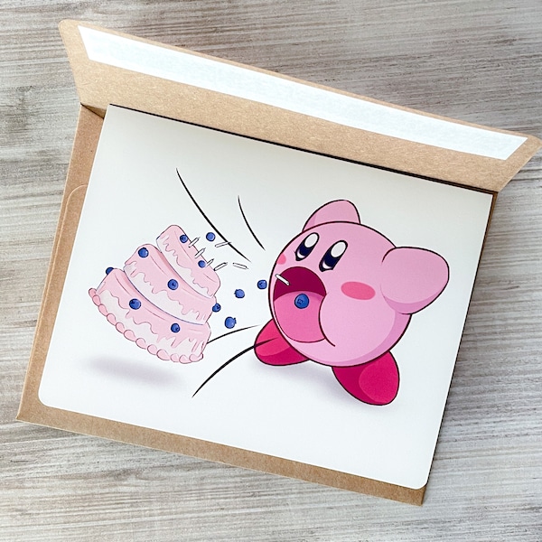 Anime Puff Ball Birthday Cake Happy Birthday Small Greeting Card