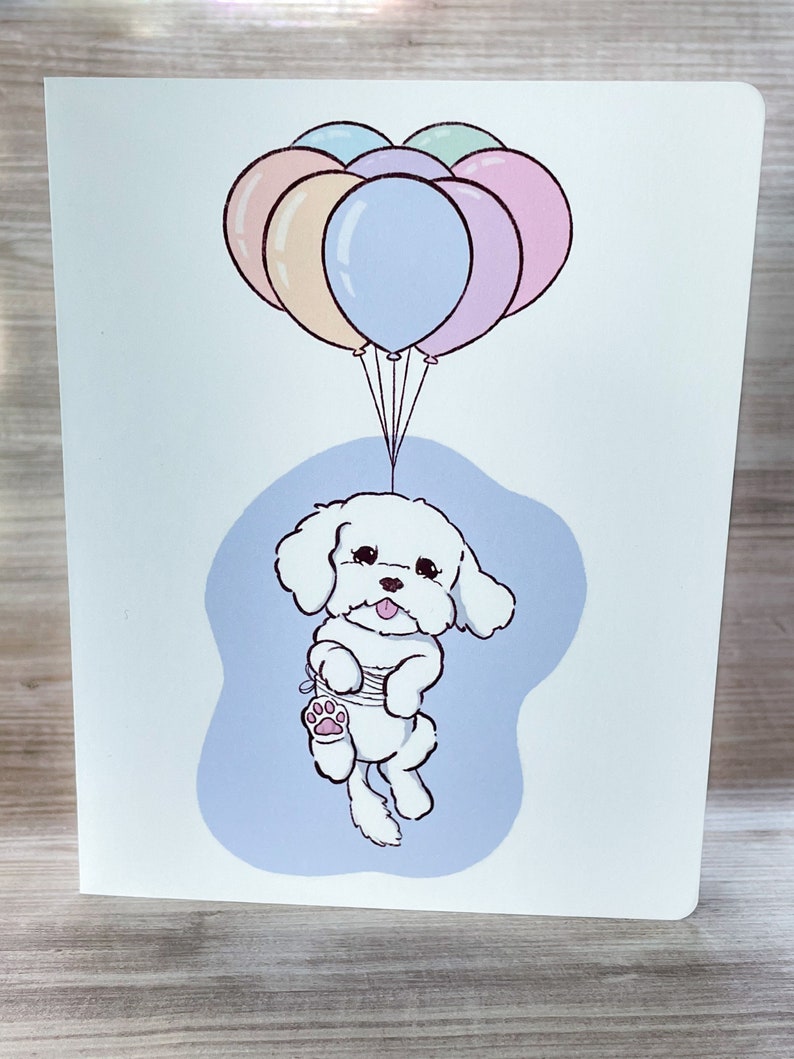 Maltipoo Puppy Balloons Birthday Greeting Card - Etsy