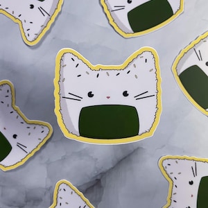 Cat Onigiri Matte Vinyl Sticker