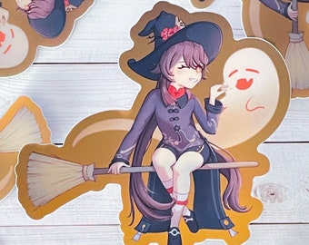 Graveyard Witch Kawaii Ghost Matte Vinyl Sticker