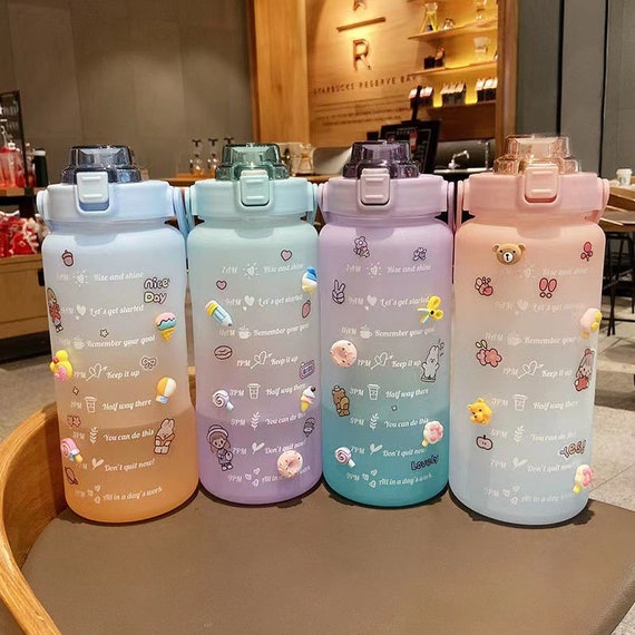 2L Large Capacity Sport Water Bottle Portable Cute Water Bottles For  Outdoor Indoor Gradient Frosted Dual