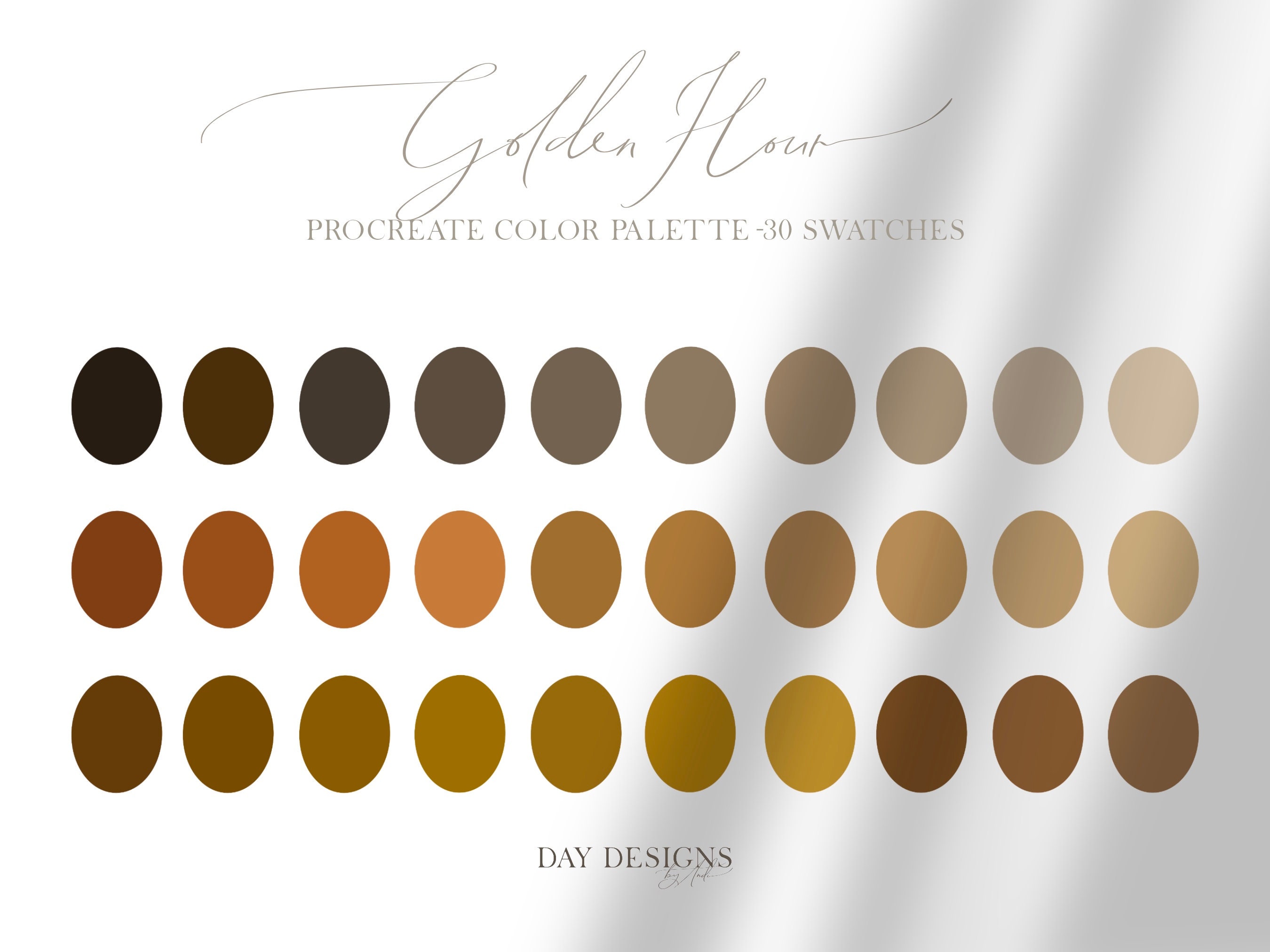 Golden Hour-procreate Color Palette / 30 Color Swatches / Ipad | Etsy