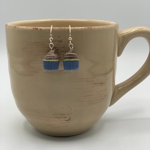 Mini Blue Cupcakes with Chocolate Frosting Earrings