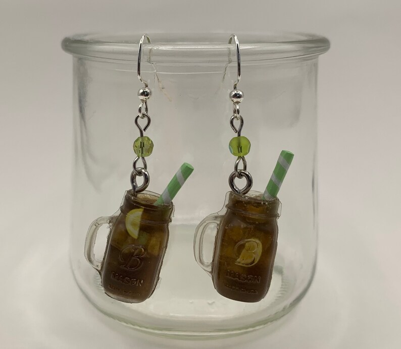 Iced Tea Mason Jar Earrings Etsy