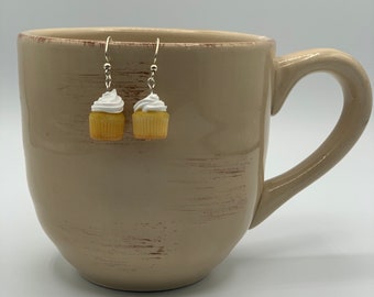 Mini Vanilla Cupcake with White Frosting Earrings