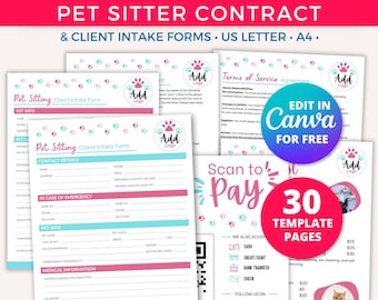 Pet Sitter Instructions, Pet Sitter Notes, Pet Sitter Form, Pet Sitter Planner, Pet Care Planner Printable, Pet Sitter Templates Pet Sitting