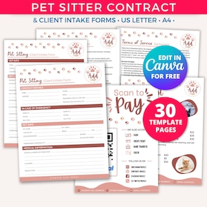 Pet Sitter Instructions, Pet Sitter Notes, Pet Sitter Form, Pet Sitter Planner, Pet Care Planner Printable, Pet Sitter Templates Pet Sitting