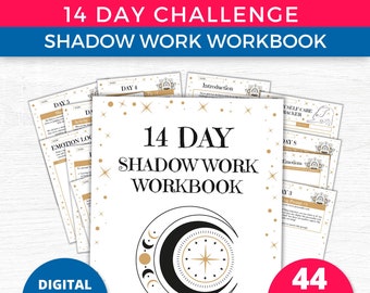 14 Day Challenge Shadow Work Workbook | Printable Guided Therapy Journal Pages + Prompts For Healing & Self Development | Wellness Journal