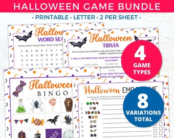 Halloween Games Printable Bundle, Halloween Party Games, Halloween Game, Halloween Games for Kids Adults Teens, Printable Games, Icebreaker