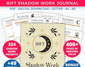 Shadow Work Journal and Workbook, Printable Digital Shadow Work Journal Prompts, Therapy Inner Child Trauma Healing Journal, Book of Shadows