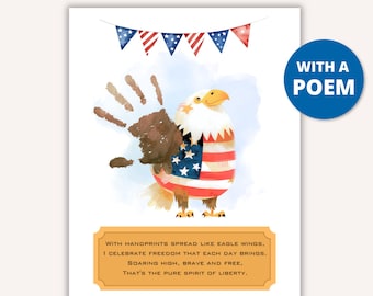 4. Juli Handabdruck Kunst, 4. Juli Handabdruck Kunst, Weißkopfseeadler Gedicht, Vorschulaktivitäten für Kinder Kleinkind, Baby-Andenken