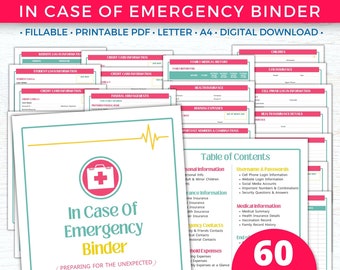 Family In Case of Emergency Binder Printable + Fillable PDF, Just In Case Binder, What If Binder, End of Life Planner, Legacy Plan Organizer