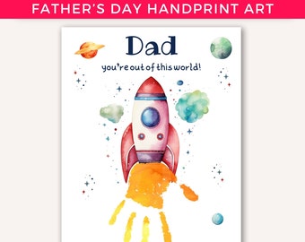 Fathers Day Printable Handprint Craft, Fathers Day Handprint Art DIY Gift for Dad Grandpa Papa Daddy Meaningful Gift from Kids Toddler Baby