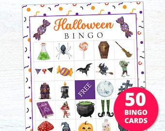 Halloween Bingo Cards, Printable Halloween Bingo Game, Fun Halloween Party Game, Halloween Activity for Kids Adults, Fall Halloween Games