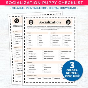 Socialization Puppy Checklist, Puppy Training, Puppy Planner, Dog Breeder Records, Breeder Puppy Pack, Puppy Records, Printable Tracker