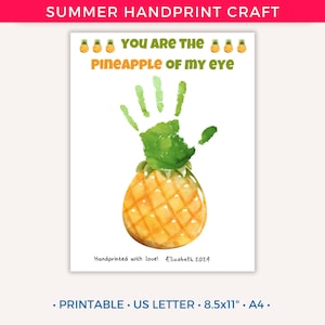 Summer Handprint Printable Craft, Summer Handprint Art, Summer Crafts Footprint Activity For Kids Toddler Baby Keepsake Kit, Preschool Art