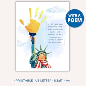 Labor Day Handprint Printable Craft, Patriotic Handprint Art, Workers Day Poem, Preschool Activities for Kids Toddler, Baby Keepsake Pre K