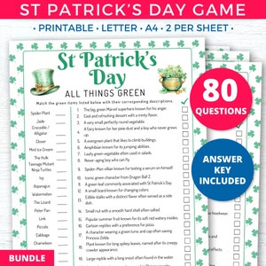 St Patricks Day Games Printable, Fun St Patricks Day Party Game for Kids Adults Teens Classroom, St Patricks Day Activity, Irish Trivia Quiz