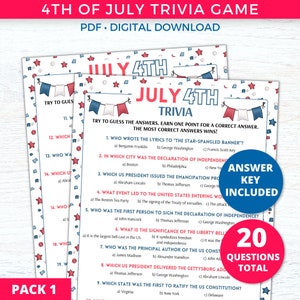 4th of July Trivia, 4th of July Game, US States Game, American Trivia Game, Independence Day Games, 4th of July Family Quiz, Patriotic Party