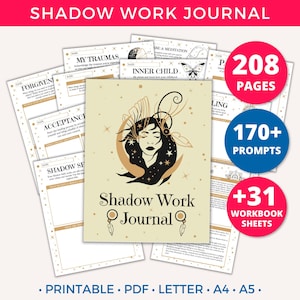 Shadow Work Journal, Shadow Work Journal Prompts, Shadow Work Workbook, Inner Child Healing Therapy Guide, Anxiety Journal, Book of Shadows