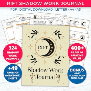Shadow Work Journal and Workbook, Printable Digital Shadow Work Journal Prompts, Therapy Inner Child Trauma Healing Journal, Book of Shadows