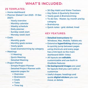 OneNote Template for Work, OneNote Planner 2025 2026 Professional OneNote Template, Digital OneNote Planner Template, Project Management