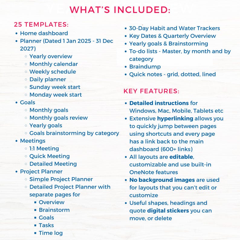 OneNote Template for Work, OneNote Planner 2025 2026 Professional OneNote Template, Digital OneNote Planner Template, Project Management
