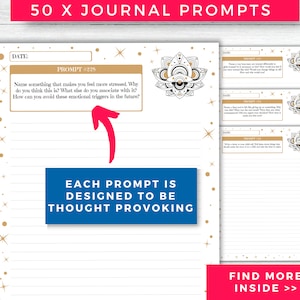 Shadow Work Journal Prompts as Journal Printable Planner Inserts for Mental Health Healing, Mood Therapy, Mindfulness, Self Development and Wellness