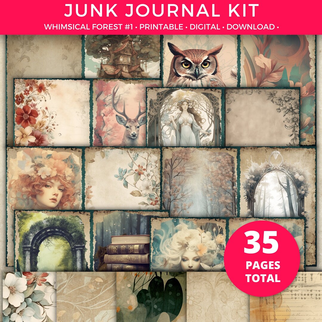 Whimsical Forest Junk Journal Printable Kit Vintage Fairytale Shabby ...