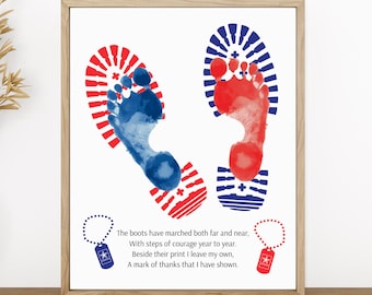 Veterans Day Handprint Art Bundle, Veterans Day Handprint Craft, Patriotic Activity For Kids Toddler Preschool, Military Appreciation Gift A