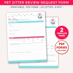 Tiersitter Kunden-Feedback-Antragsformular, Haustier-Sitter-Formulare, Hund Katze Haustier-Sitter-Vorlagen, Kundenbewertungs-Umfrage zur Zufriedenheit von Kunden