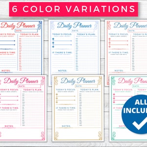 Printable Daily Planner, Daily Schedule & To-Do List,  Daily Goal Planner Organizer, Simple Productivity Planner