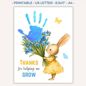 Regalo imprimible de huella de mano "Gracias por ser mi maestro", arte de huella de mano de agradecimiento para maestros de niños pequeños y estudiantes, recuerdo de fin de año