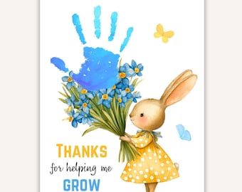 Teacher Appreciation Handprint Art, Printable Teacher Handprint Gift From Kids Toddler Students, Thank You Teacher, End of Year DIY Keepsake