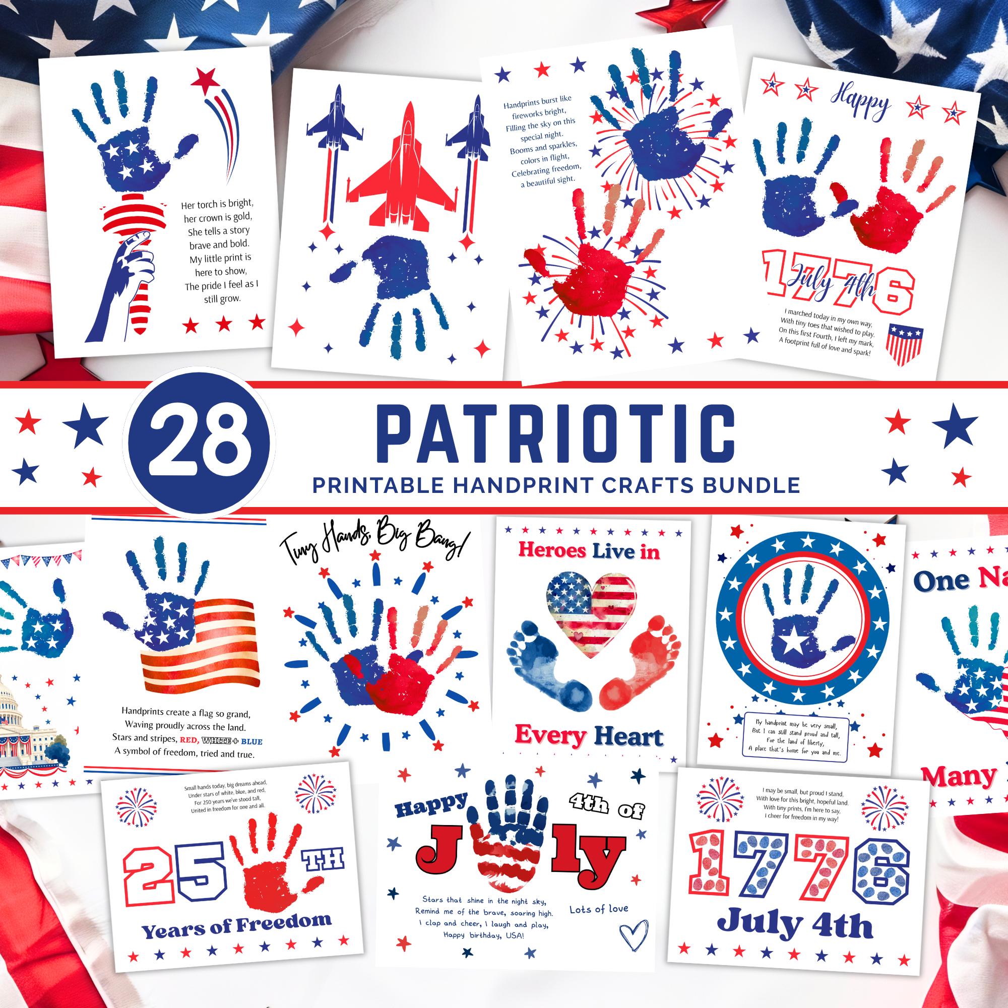 37 Easy & Fun Labor Day Crafts for Kids of All Ages 15 Patriotic Handprint Printable Craft, 4th of July Handprint Art,…