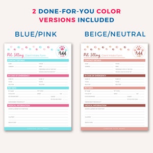 Pet Sitter Contract Agreement & Client Intake Forms for a Pet Sitting Business