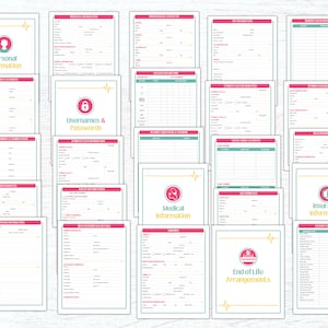 Printable and fillable PDF of Family In Case of Emergency Binder, Just In Case Binder, What If Binder, End of Life Planner, Legacy Plan Organizer