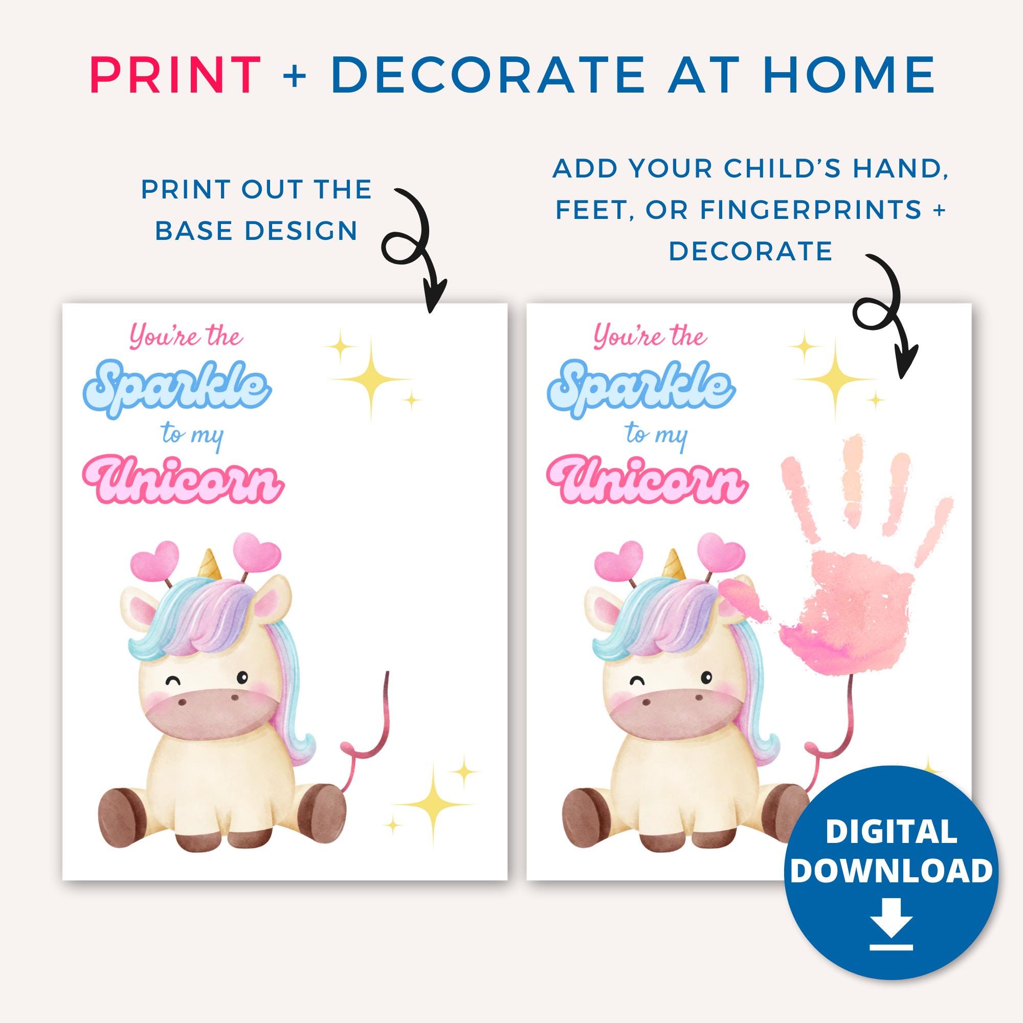 Unicorn Valentine Day Handprint Printable Craft, Valentines Day…