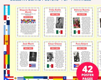 Hispanic Heritage Month Posters, Hispanic Heritage Month Bulletin Board Kit, Famous Latino Latina Latinx Scientists Authors, Classroom Decor