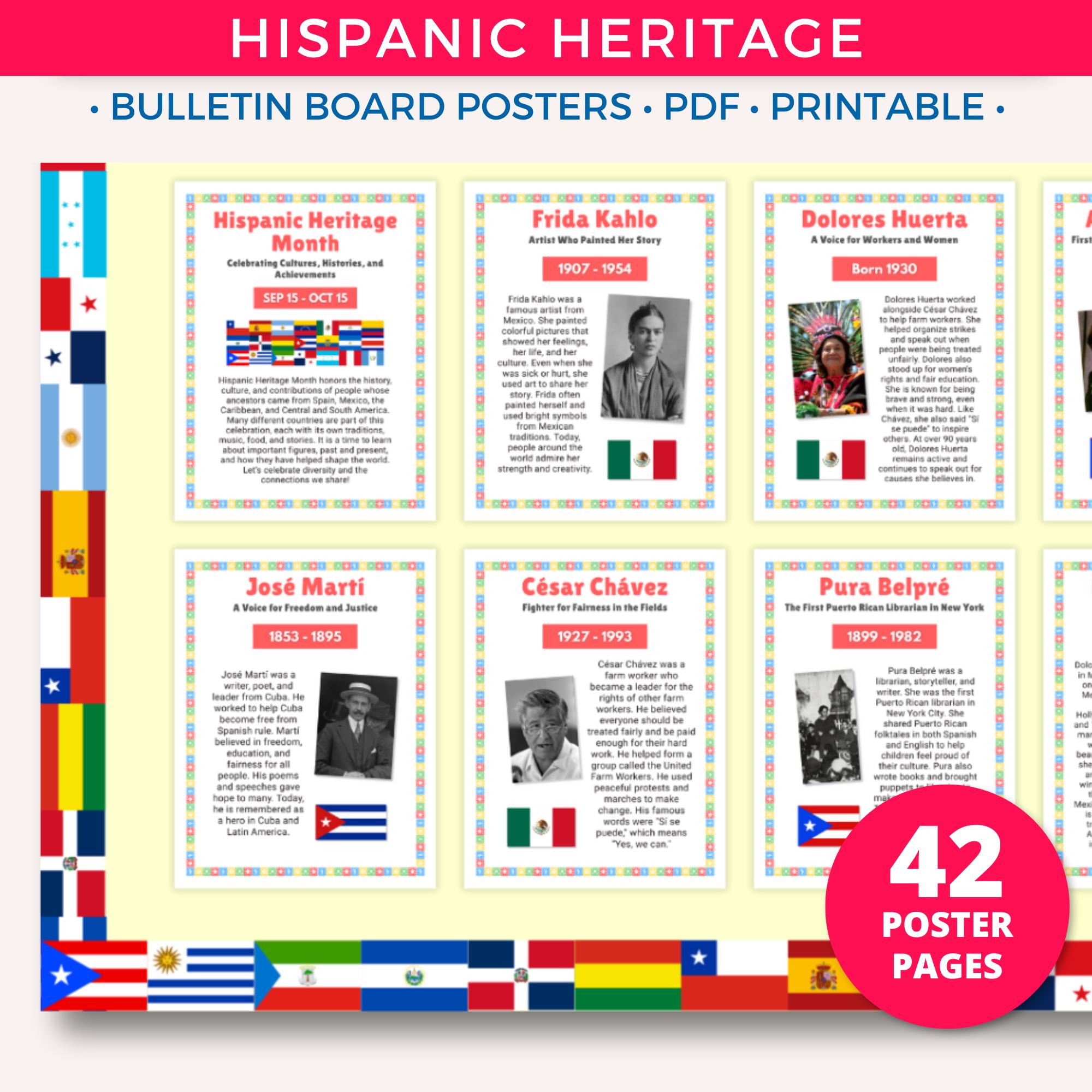 Hispanic Heritage Month Posters, Hispanic Heritage Month Bulletin Board ...