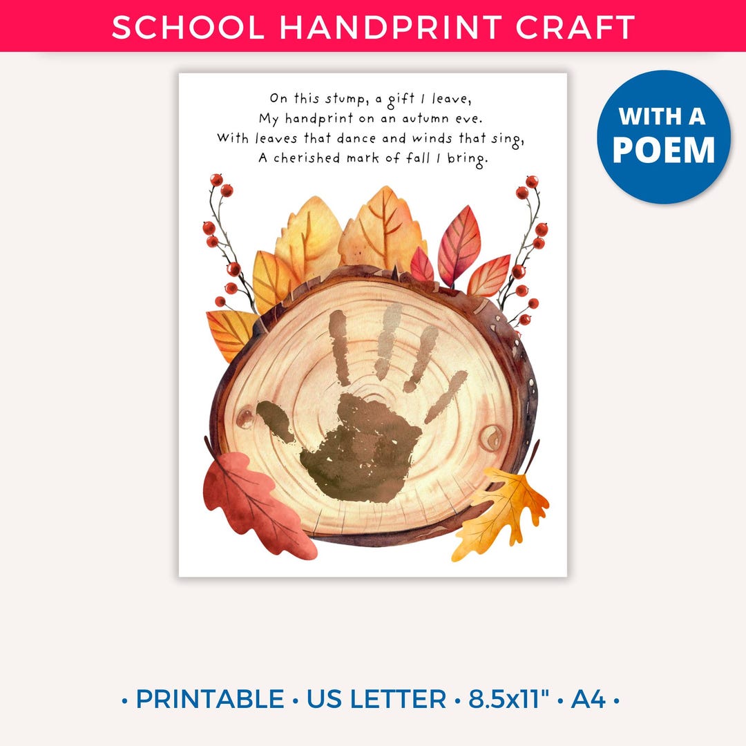 Fall Handprint Art, Fall Handprint Craft Printable for Toddler Kids ...