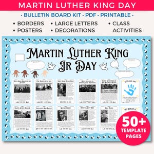 Kit de tablón de anuncios del Día de Martin Luther King, imprimible del Día de Martin Luther King Jr., recurso educativo para docentes, Mes de la historia afroamericana, carteles de derechos civiles